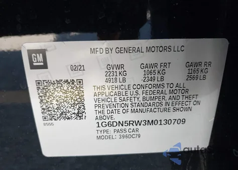 2021 Cadillac Ct5 Premium Luxury from USA, damaged, VIN 1G6DN5RW3M0130709